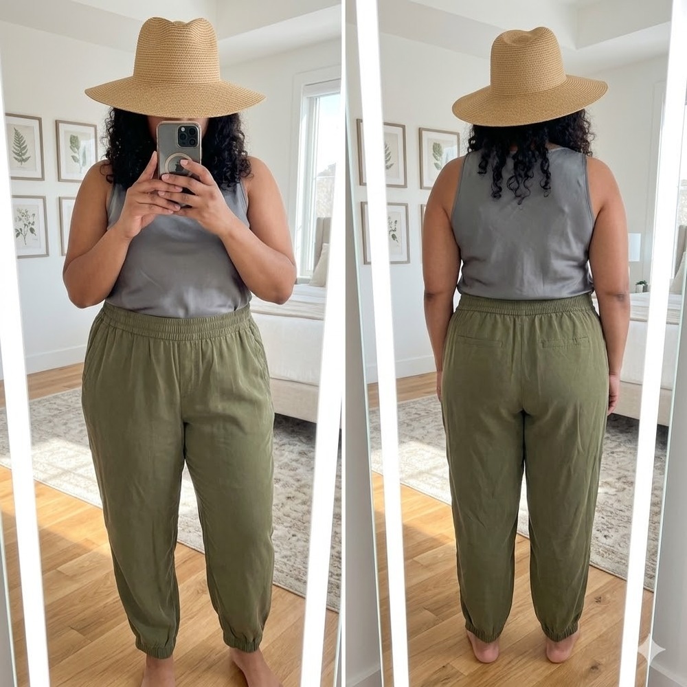 Old Navy Womens 2X Jogger Pants Olive Green Elastic Waist Rayon Blend Casual